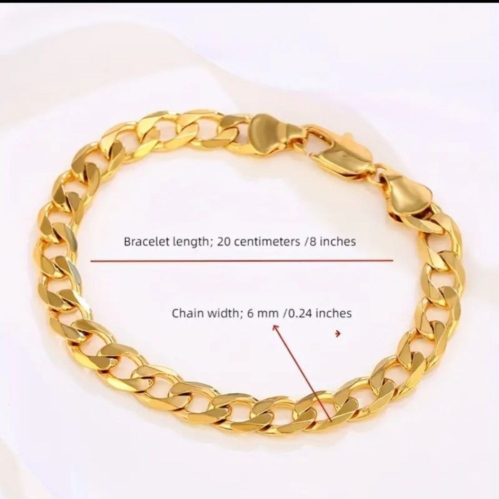 MENS STAINLESS STEEL 18K GOLD PLATED BRACELET